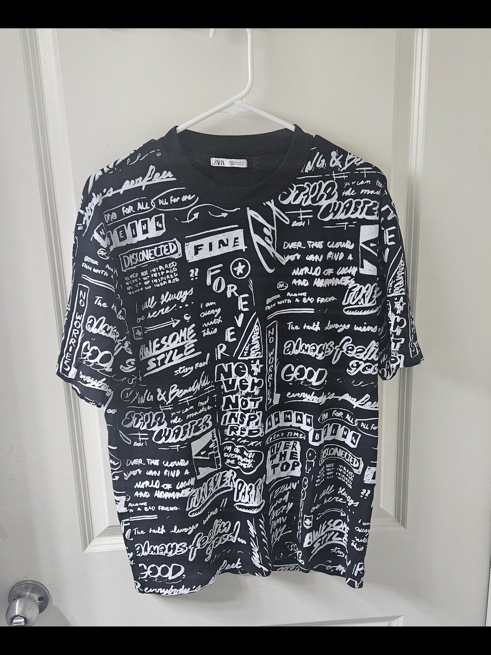 Zara Black Graphic Print Short Sleeve T-Shirt